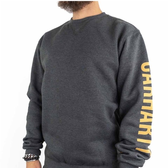 New Carhartt Men's Loose Fit Midweight Crewneck Logo Sleeve Graphic Sweatshirt - Picture 5 of 8